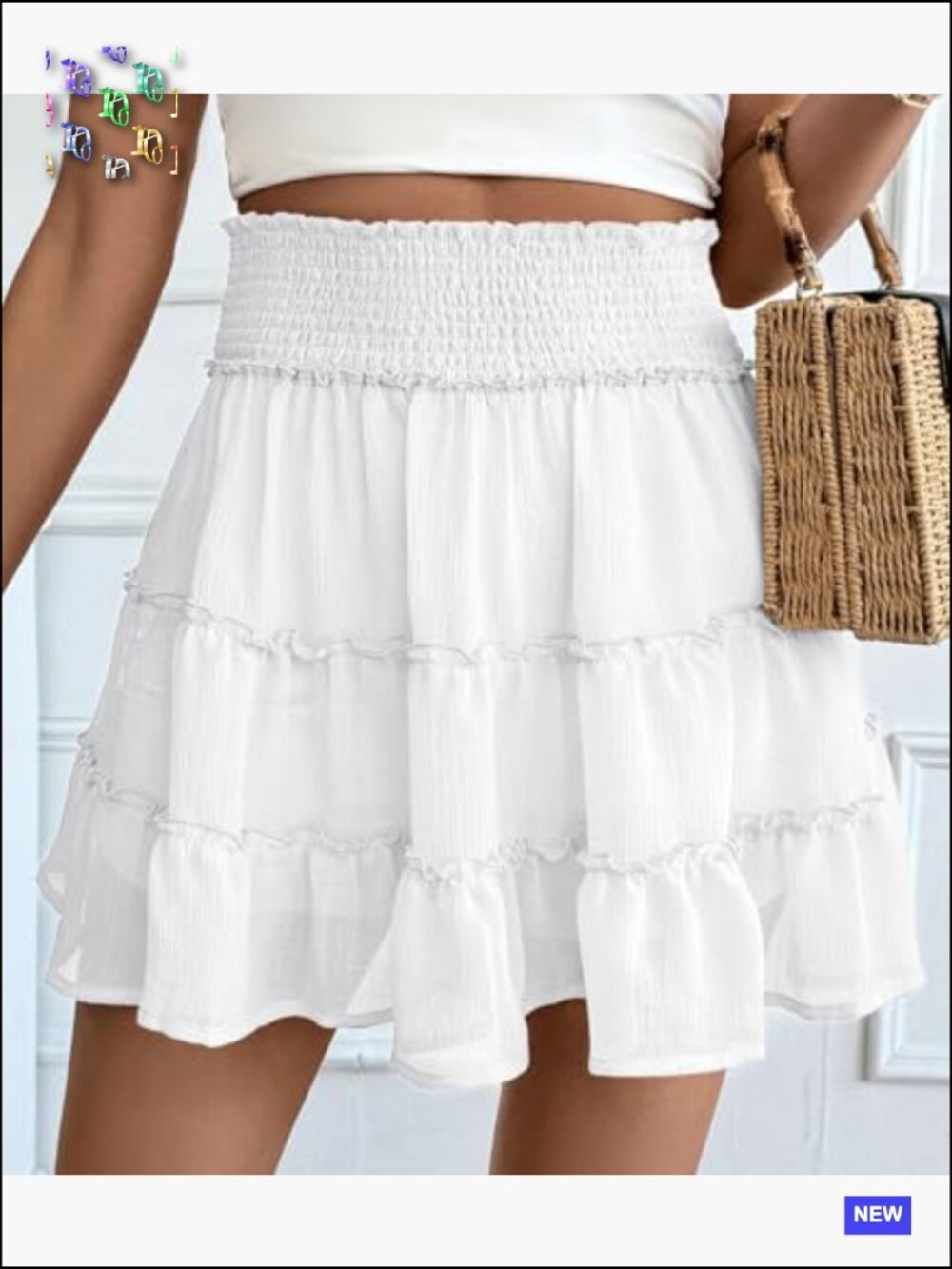 High Waist Ruffle Mini Skirt with Built-in Shorts A-Line Tennis Golf Skirt - Picture 5 of 6